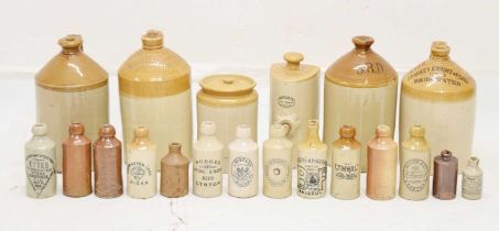 Collection of stoneware jugs, flagons, bottles, etc.
