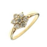18ct gold diamond flower head cluster ring