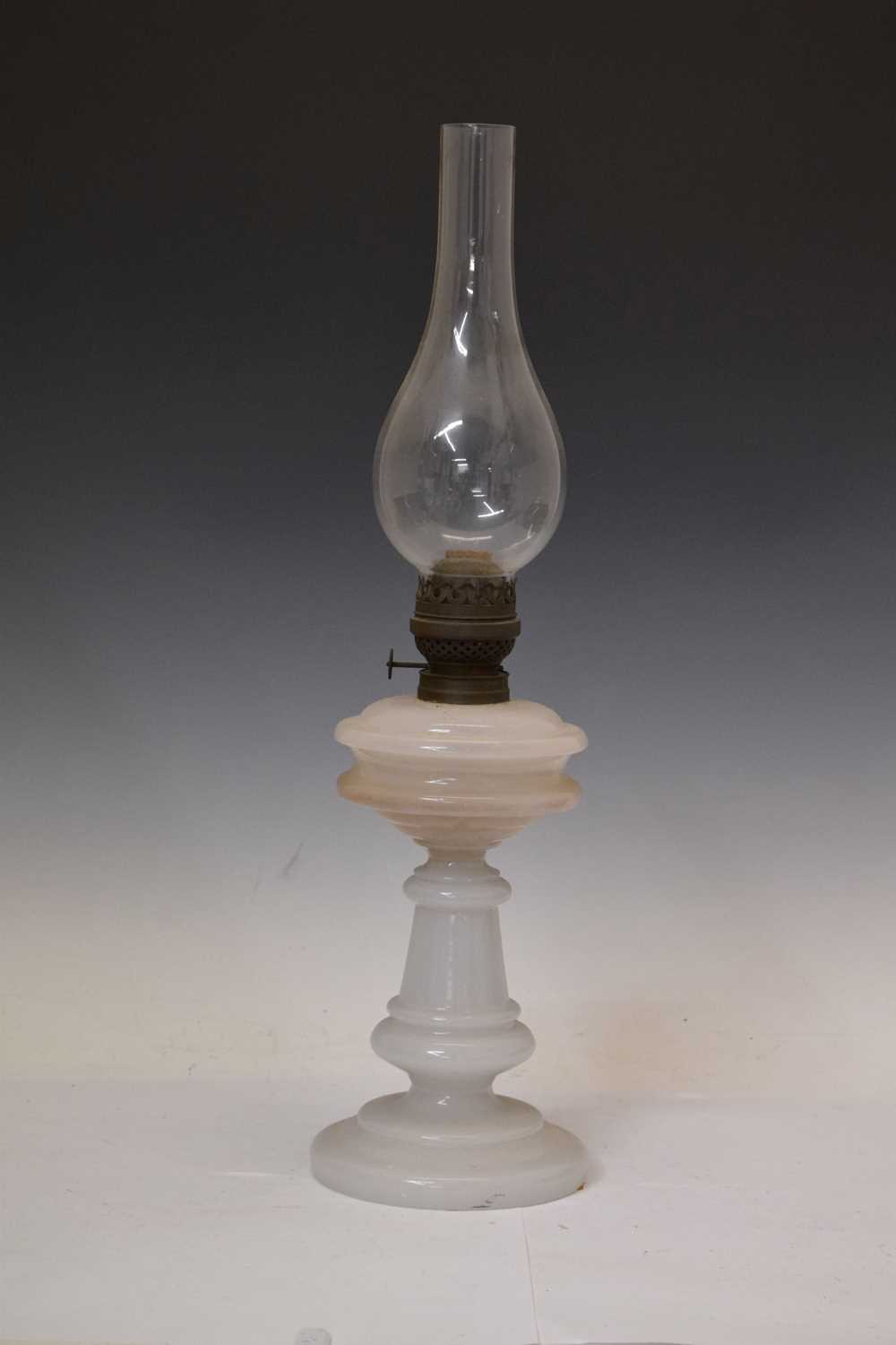 Late 19th/early 20th century opaque glass oil lamp - Image 2 of 8