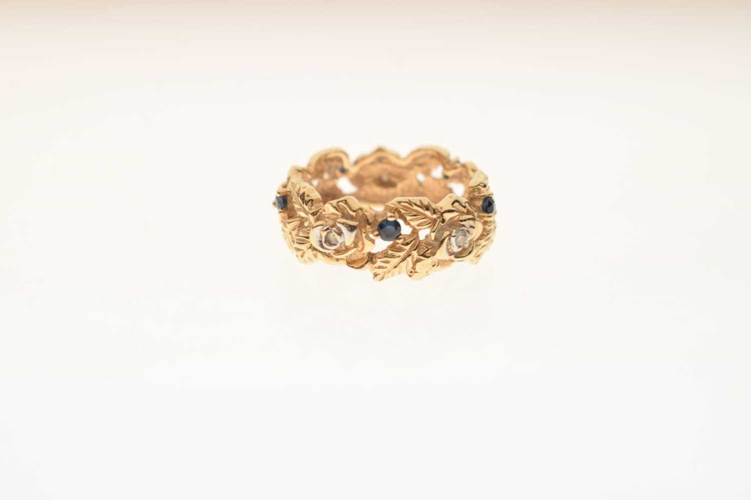 Sapphire and diamond '14K' gold ring - Image 3 of 6