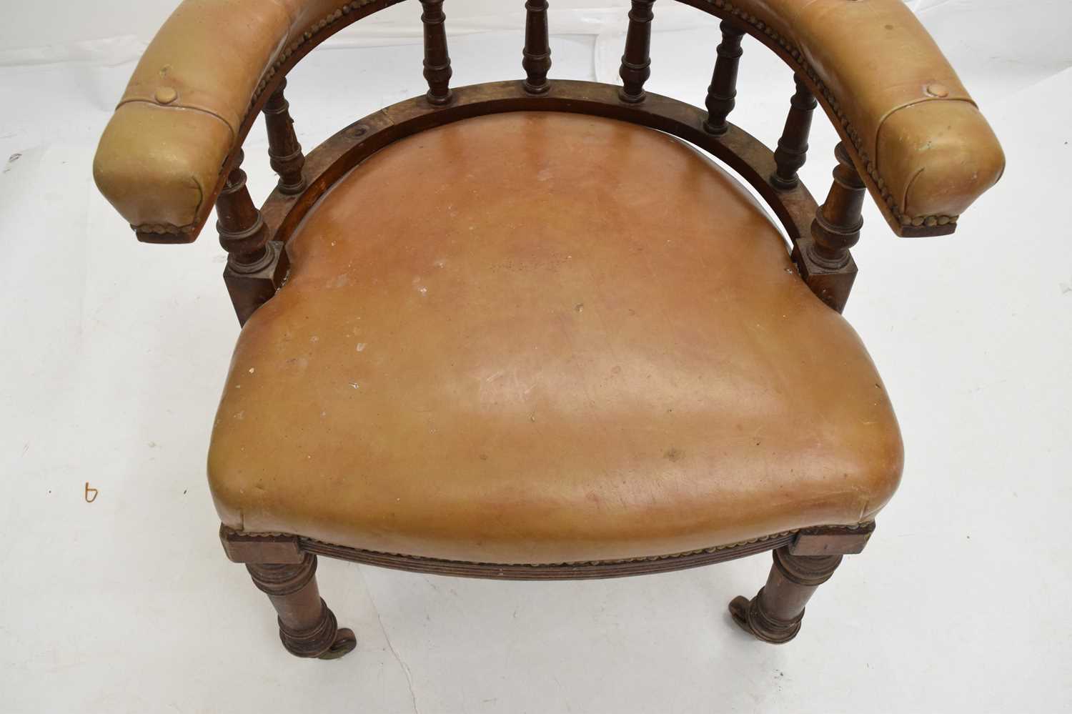 Early 20th century button upholstered smoker's bow-type chair - Image 7 of 8