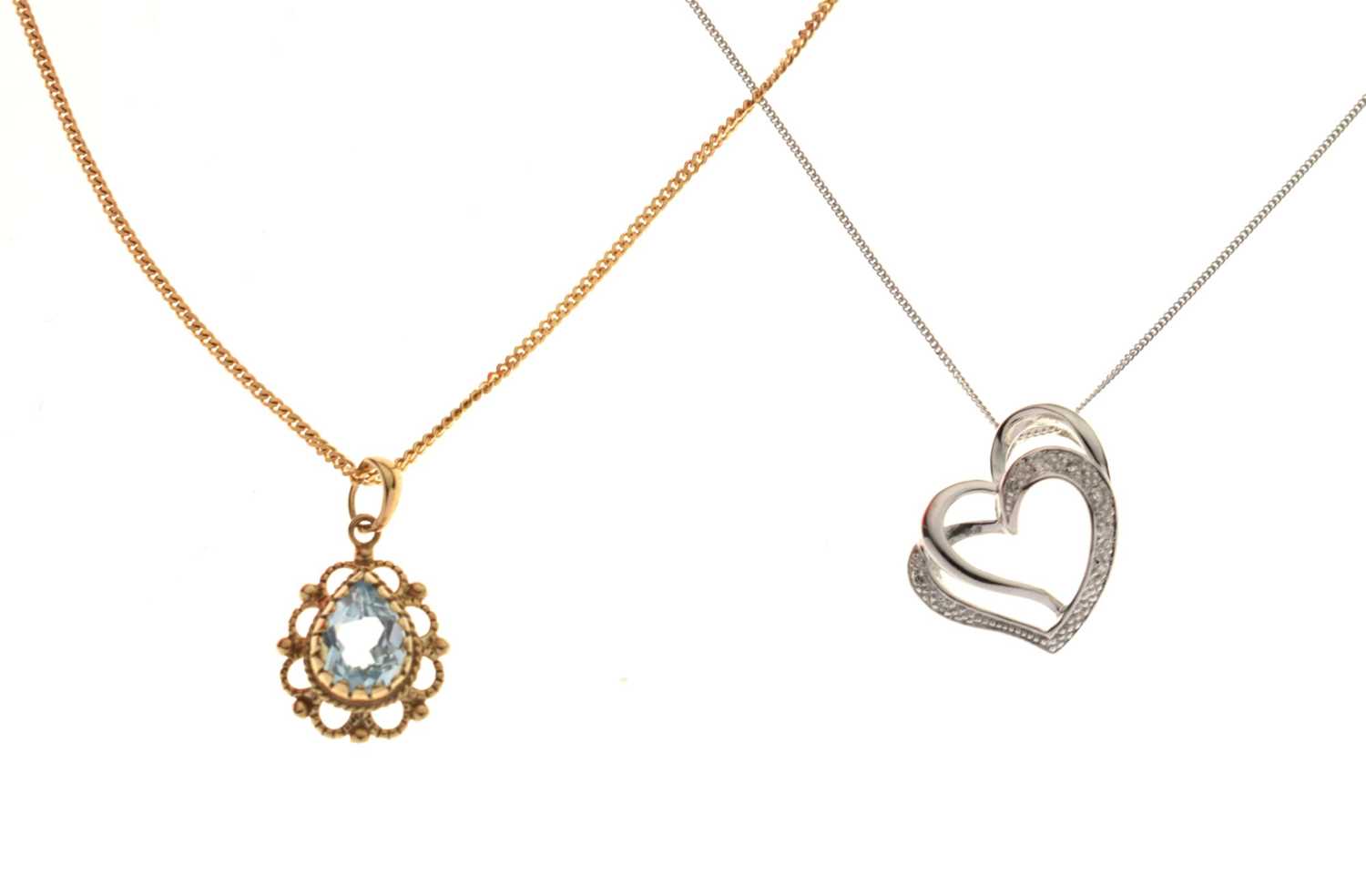 9ct white gold diamond set heart-shaped pendant
