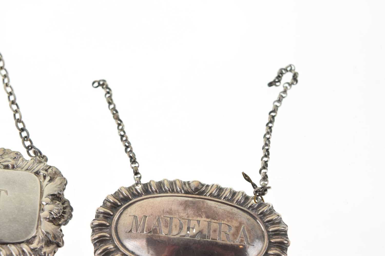 Early Victorian silver Madeira decanter label, and an Elizabeth II Port decanter label - Image 4 of 7