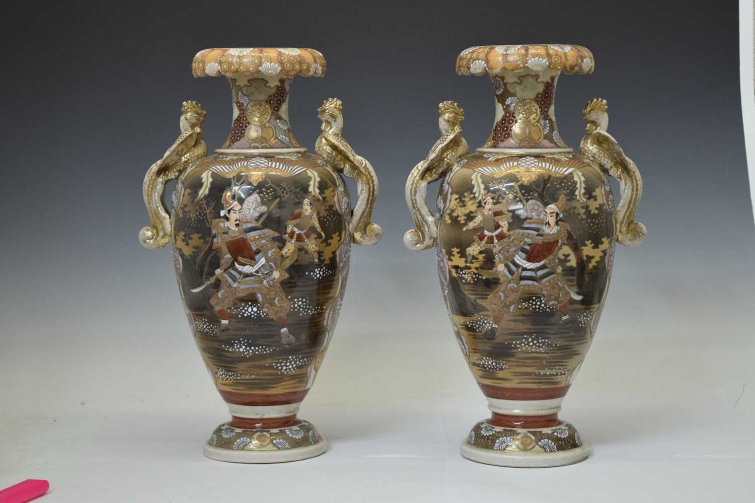 Pair of Japanese Satsuma vases - Image 2 of 9