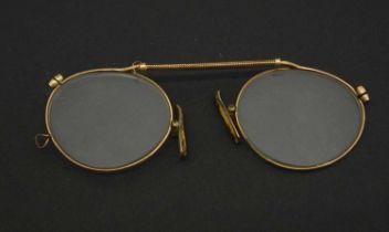 Pair of gentleman's unmarked yellow metal spectacles