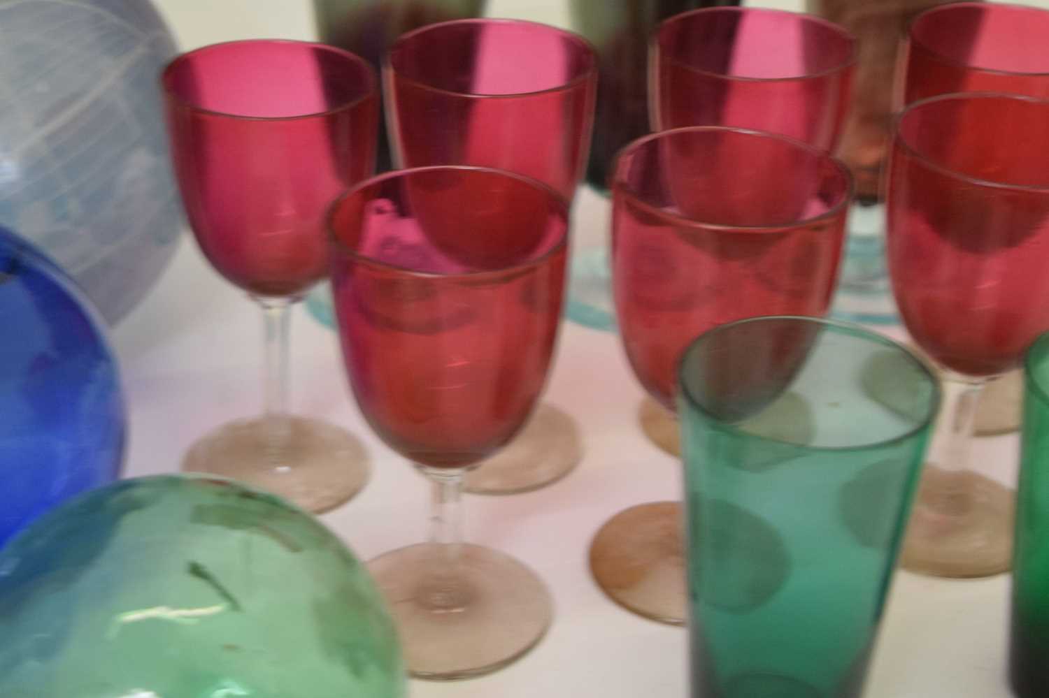 Quantity of coloured glass and glass globes/balls, etc - Image 6 of 11