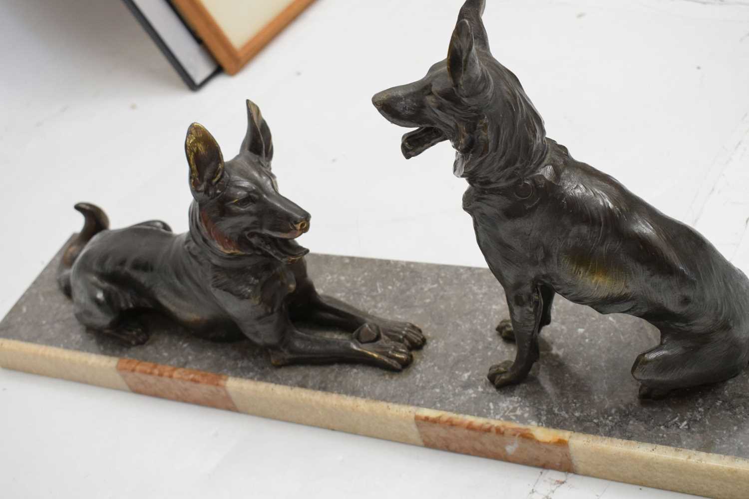 Art Deco bronzed figure group of Alsatians/German Shepherds - Image 5 of 8