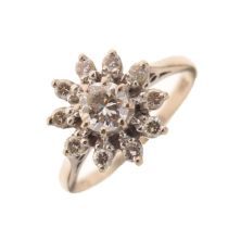 18ct white gold diamond flowerhead cluster ring