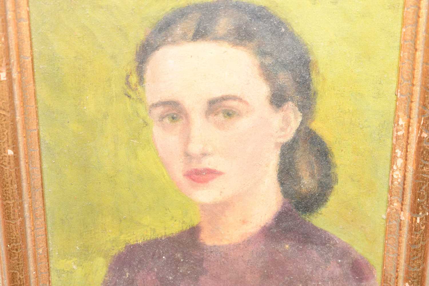 20th century school - Oil portrait study of a lady with tied hair - Image 5 of 8