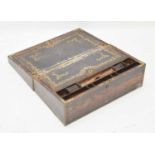 Mid 19th century rosewood and brass inlaid writing box/lap desk