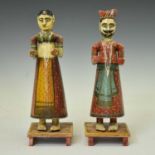 Pair of Indian painted wooden figures