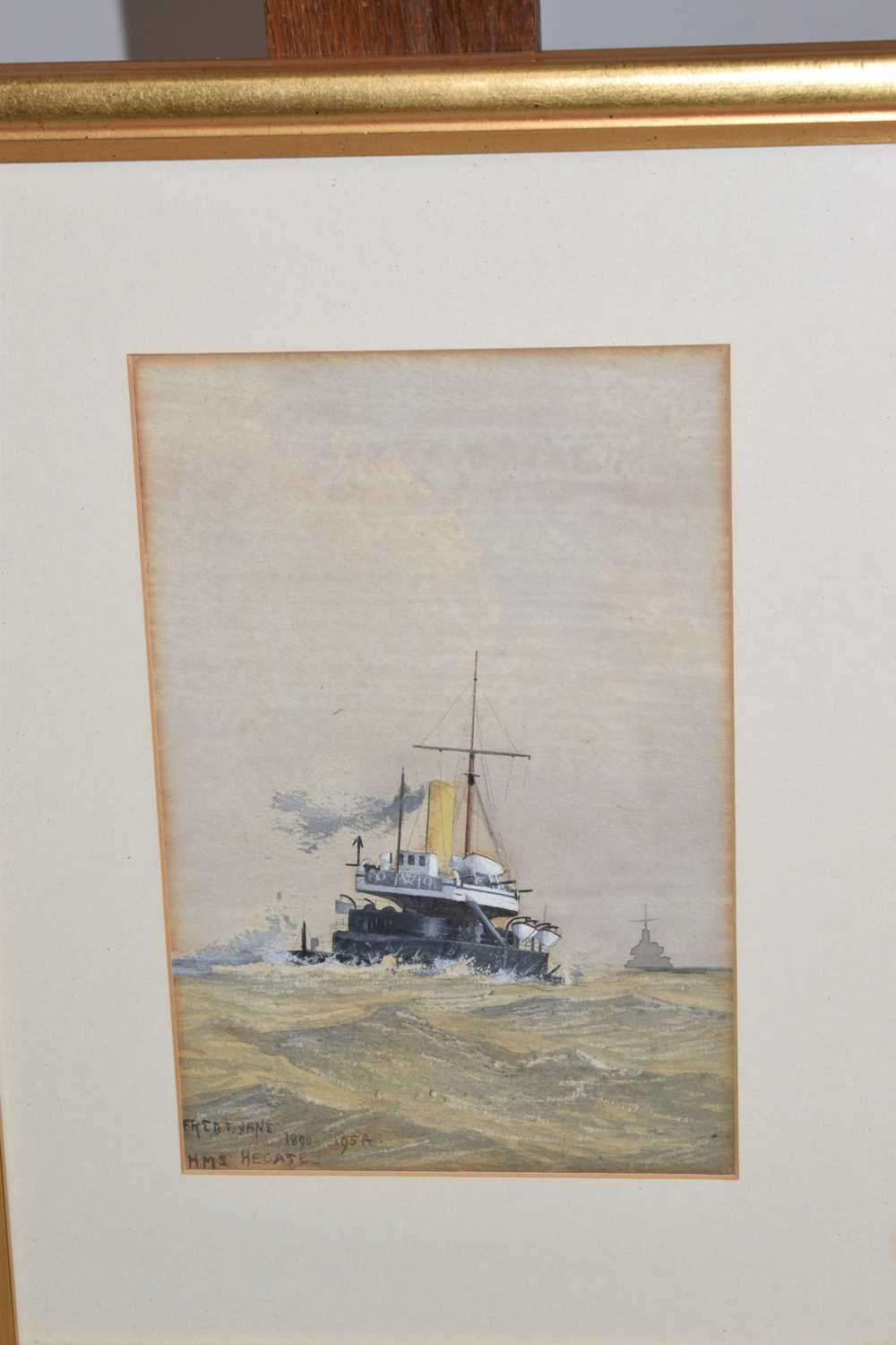 Fred T. Jane - Watercolour - 'HMS Hecate' and Kenneth Allington Yockney - Watercolour - 'View of Por - Image 8 of 12