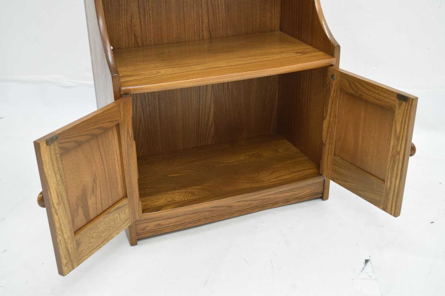 Ercol Windsor elm waterfall cupboard and shelves - Image 6 of 11