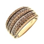 9ct gold five-row diamond set dress ring