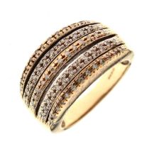 9ct gold five-row diamond set dress ring