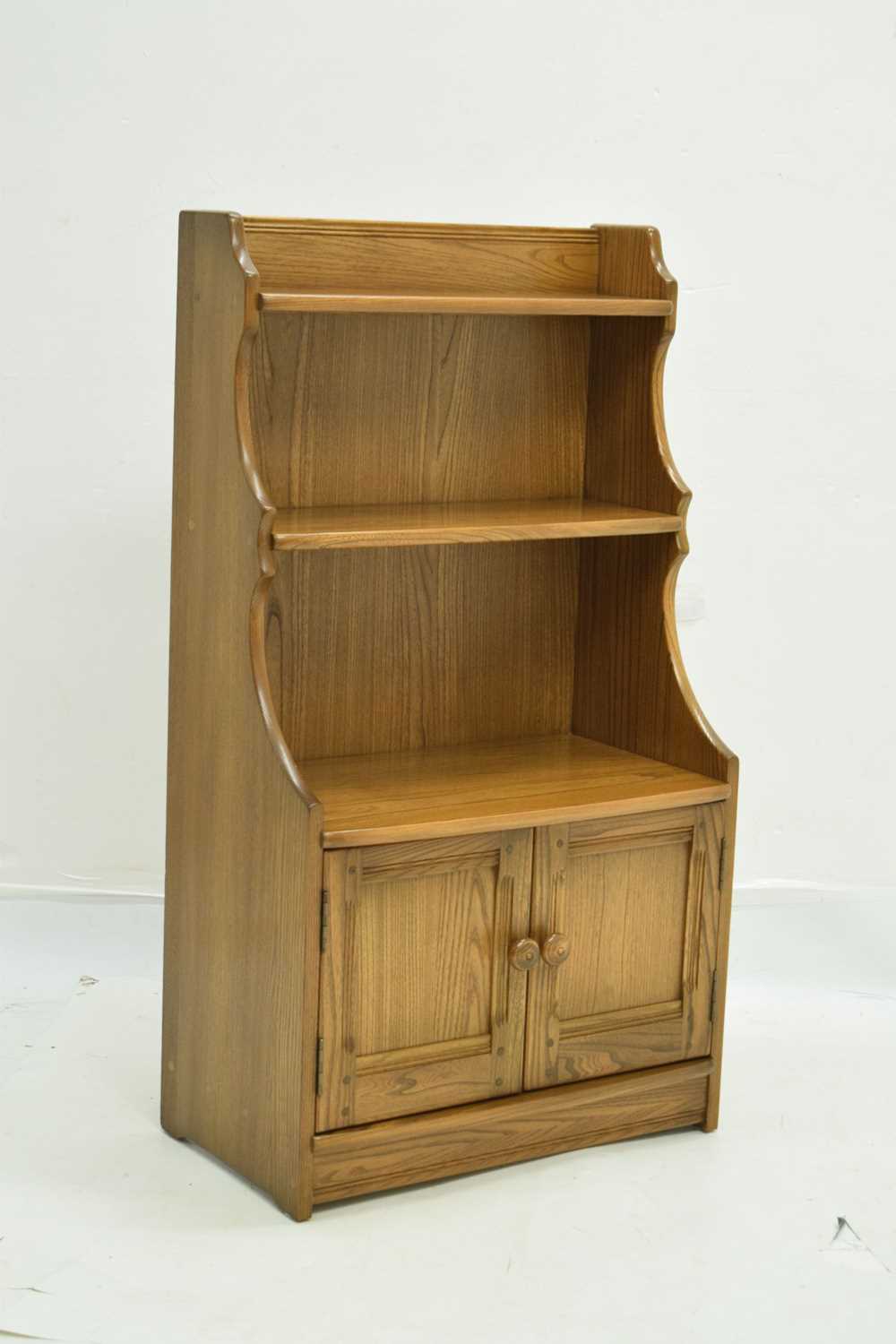 Ercol Windsor elm waterfall cupboard and shelves - Image 2 of 11