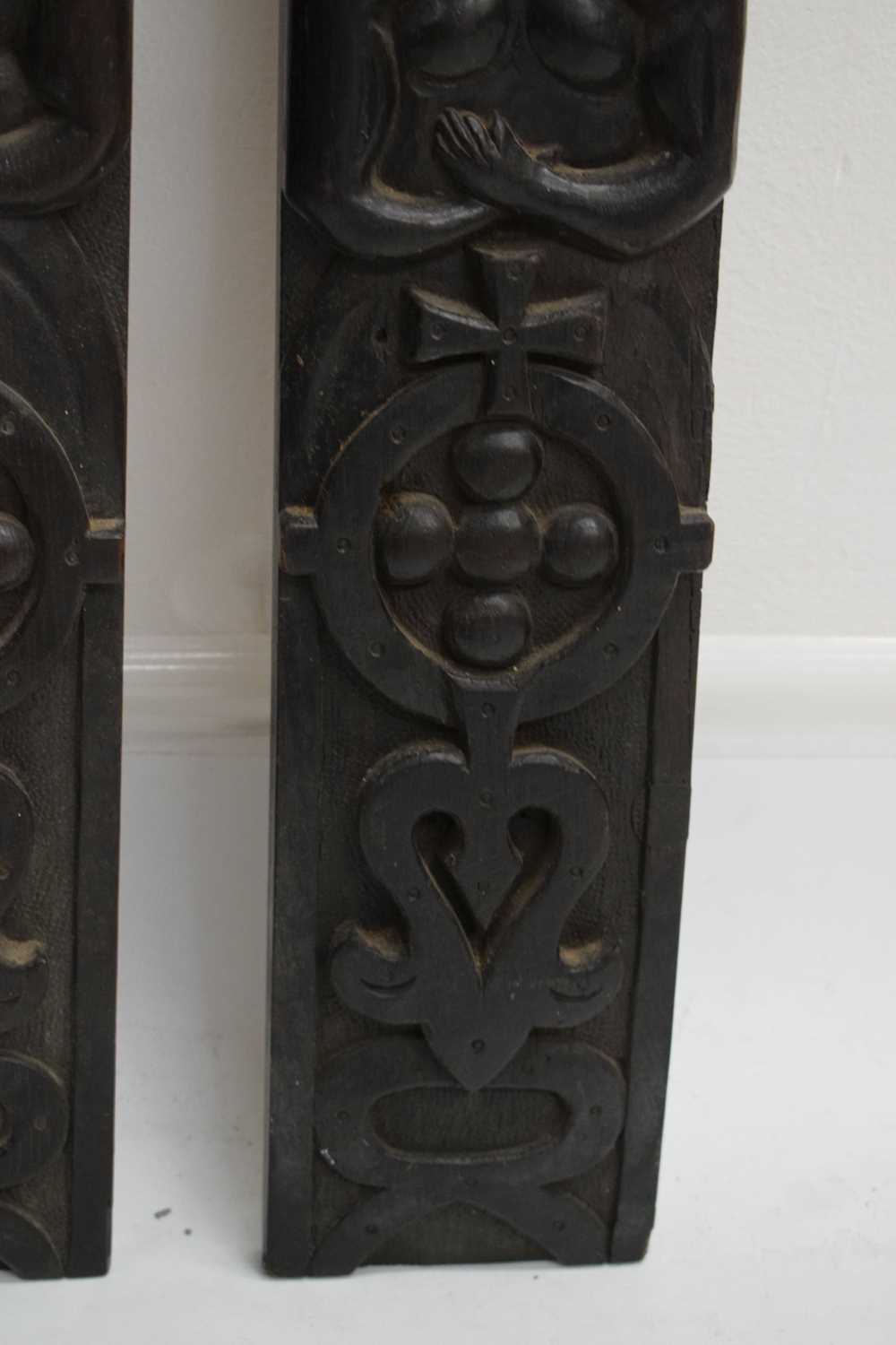 Pair of carved oak Atlantes or figural pilasters - Image 5 of 7