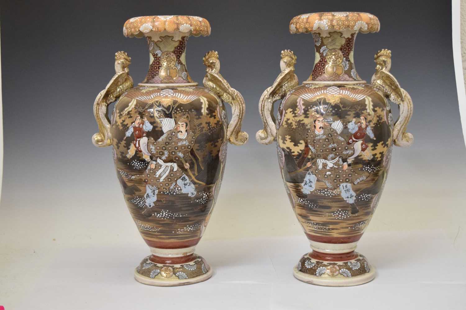 Pair of Japanese Satsuma vases - Image 8 of 9