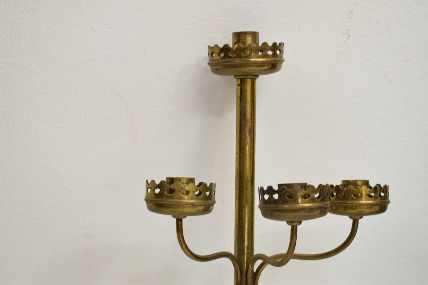 Pair of Victorian Gothic revival brass 8-branch candelabra - Image 5 of 10