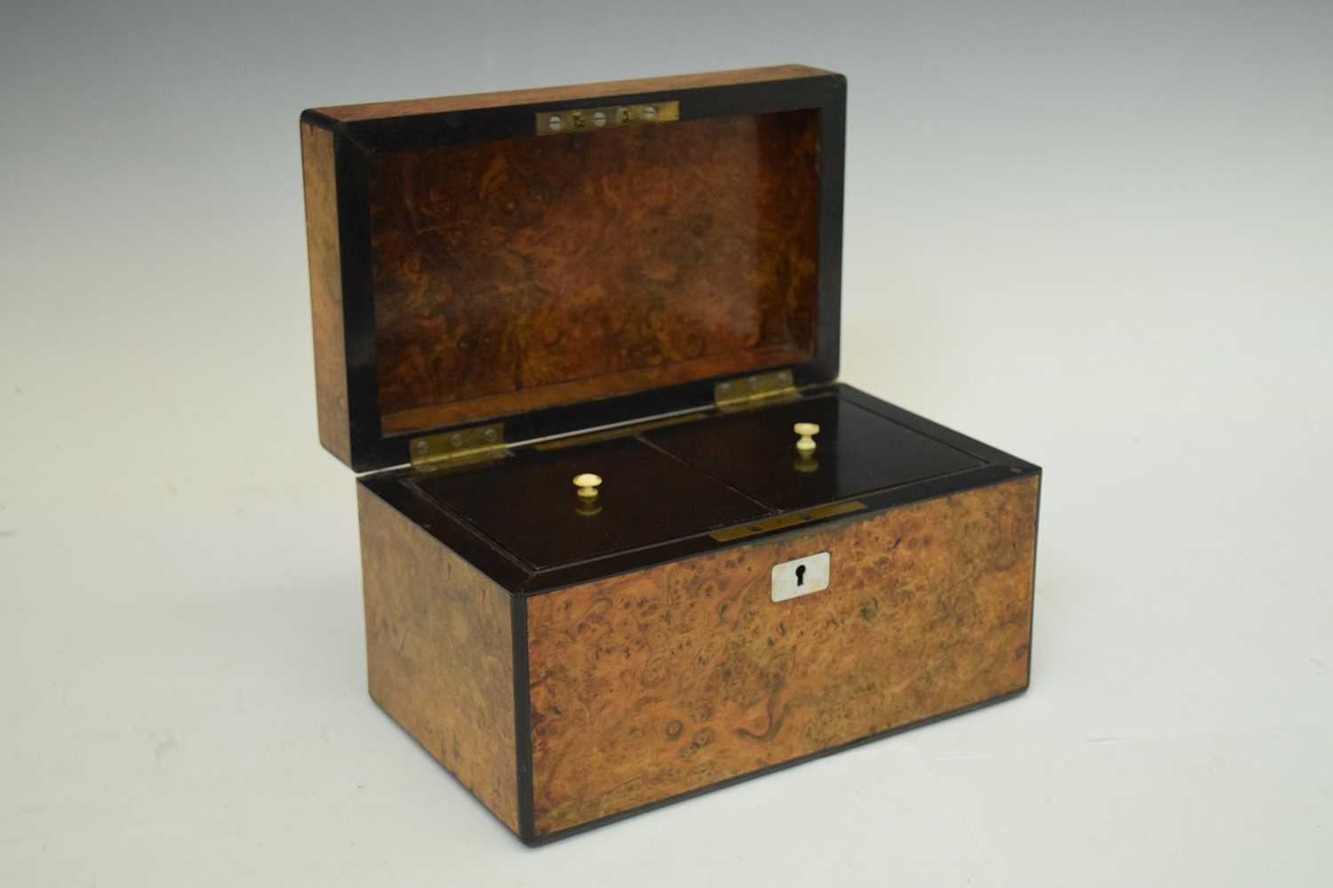 19th century burr walnut tea caddy - Image 3 of 8