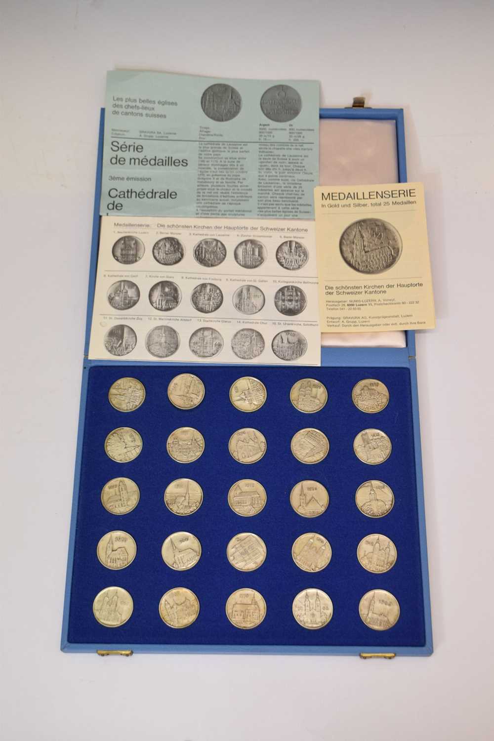 Numis Luzern limited edition 25 silver medallion set celebrating Swiss Churches - Image 2 of 11