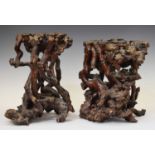 Two Oriental rootwood 'Scholar's Table' ornaments