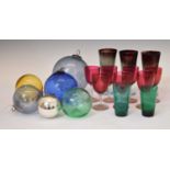 Quantity of coloured glass and glass globes/balls, etc
