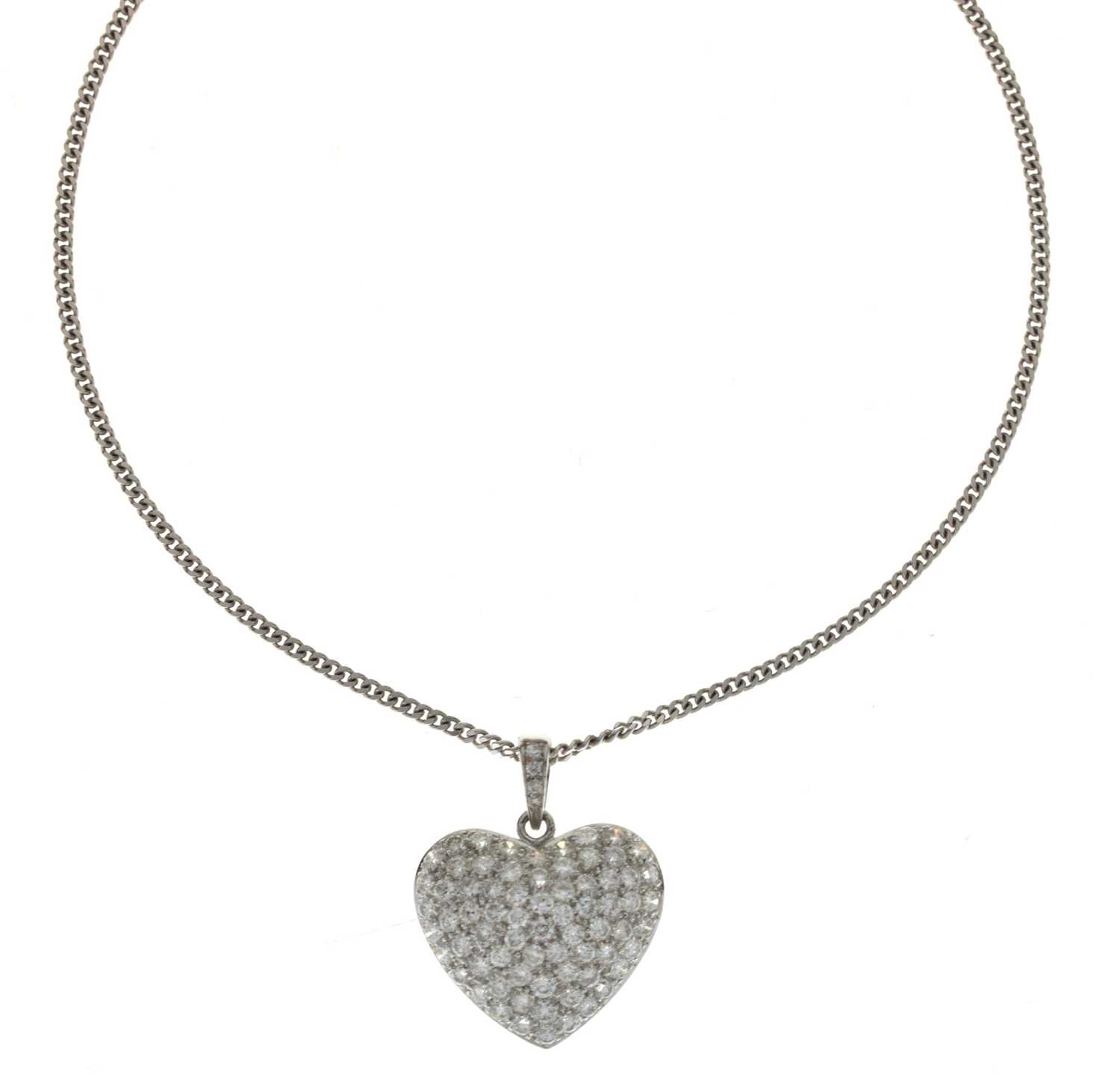 Diamond 14ct white gold heart-shaped pendant