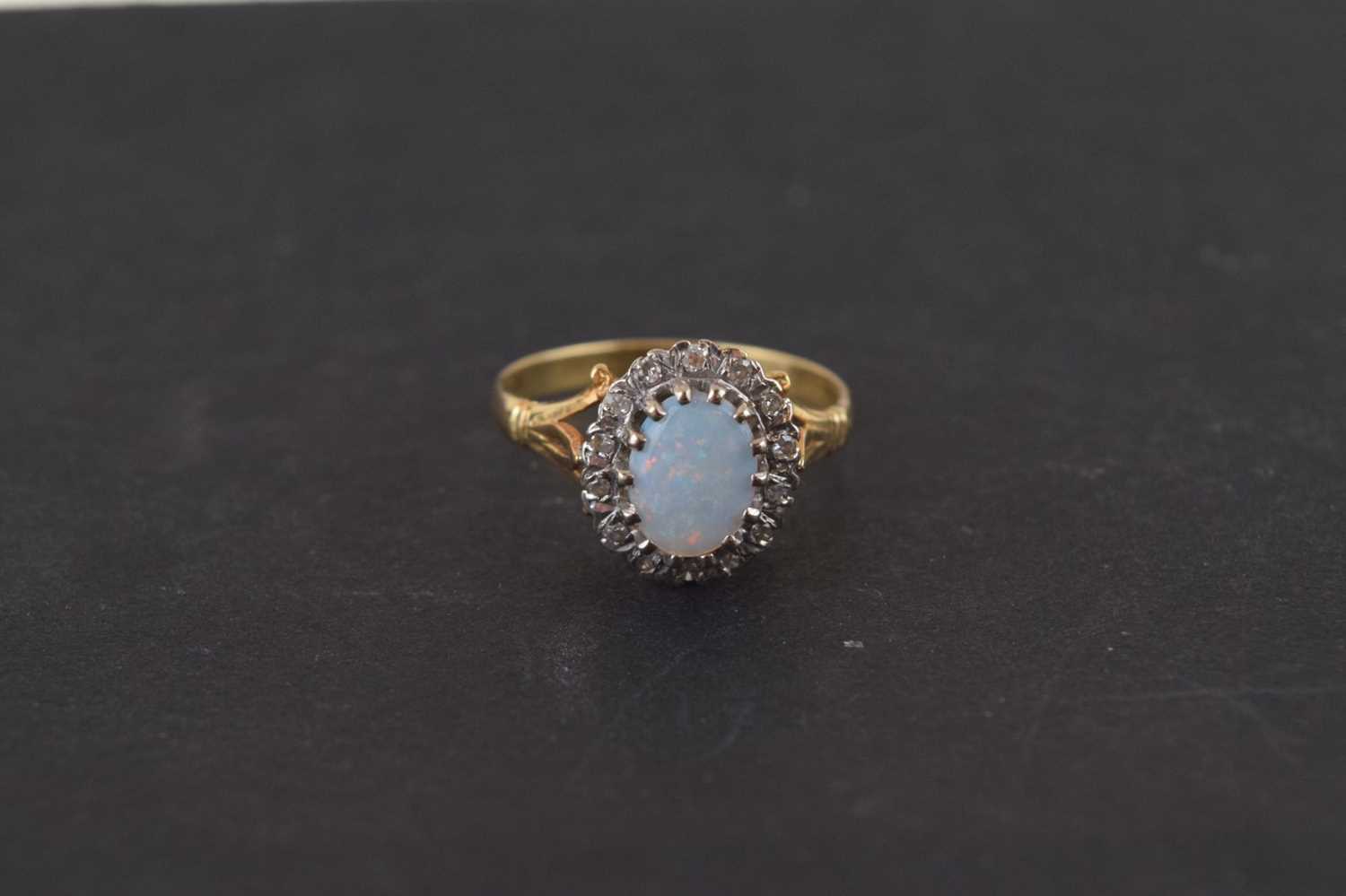 Opal and diamond 18ct gold cluster ring - Image 10 of 10