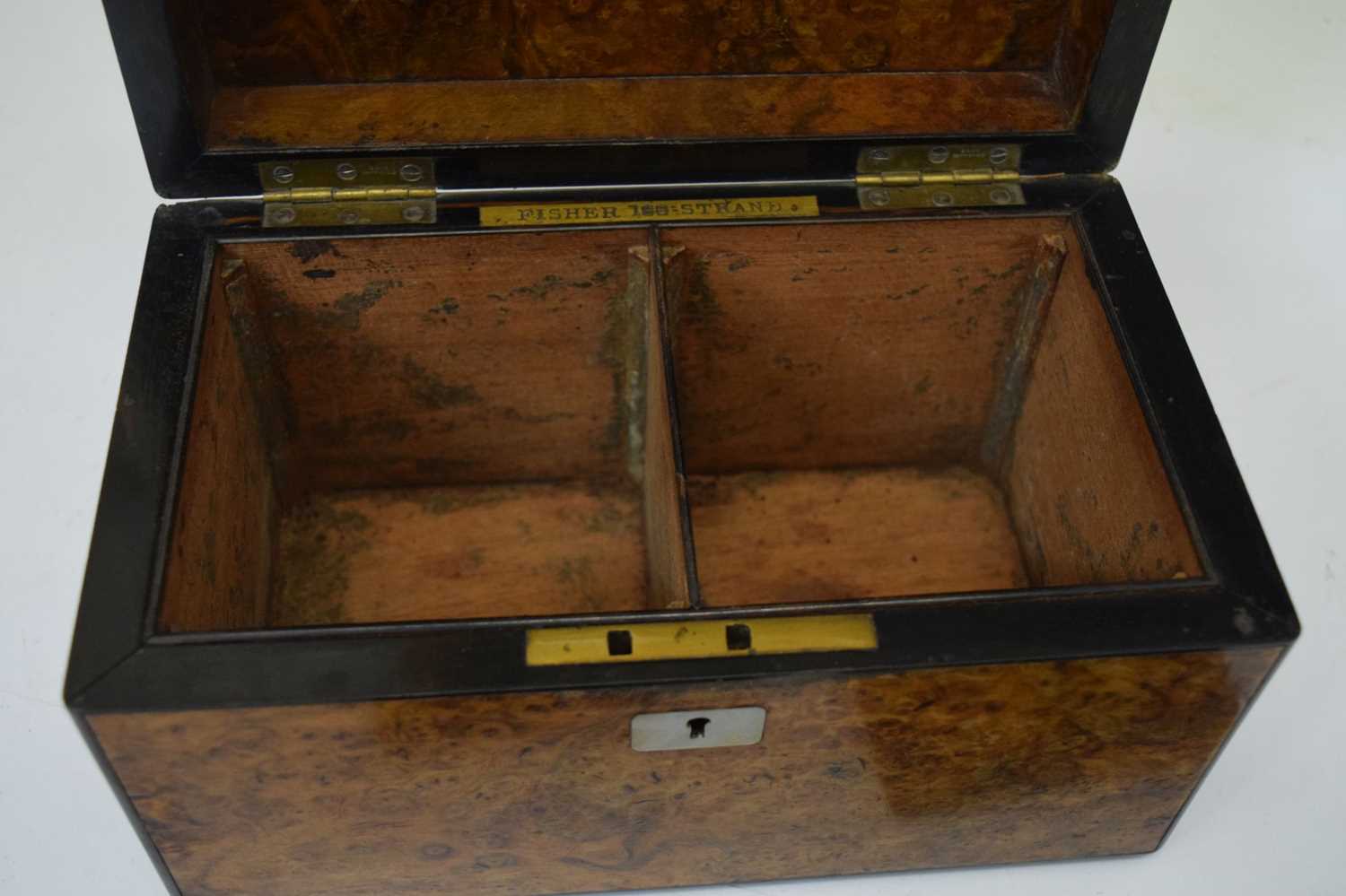 19th century burr walnut tea caddy - Image 6 of 8