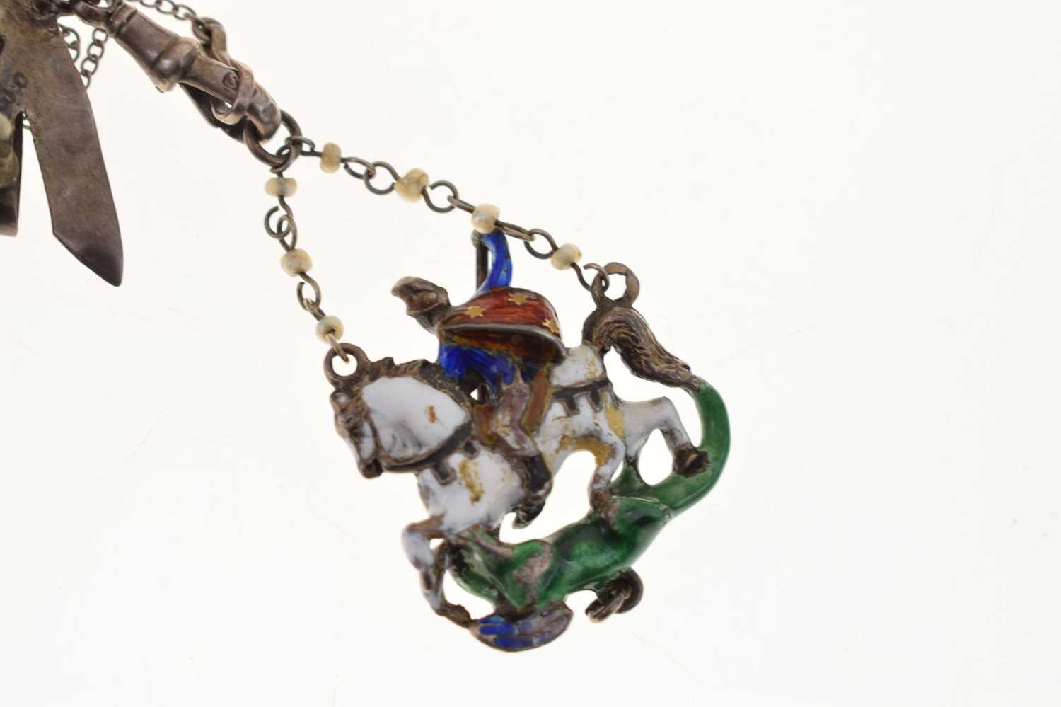 Late 19th century enamelled George & the Dragon pendant brooch - Image 6 of 8