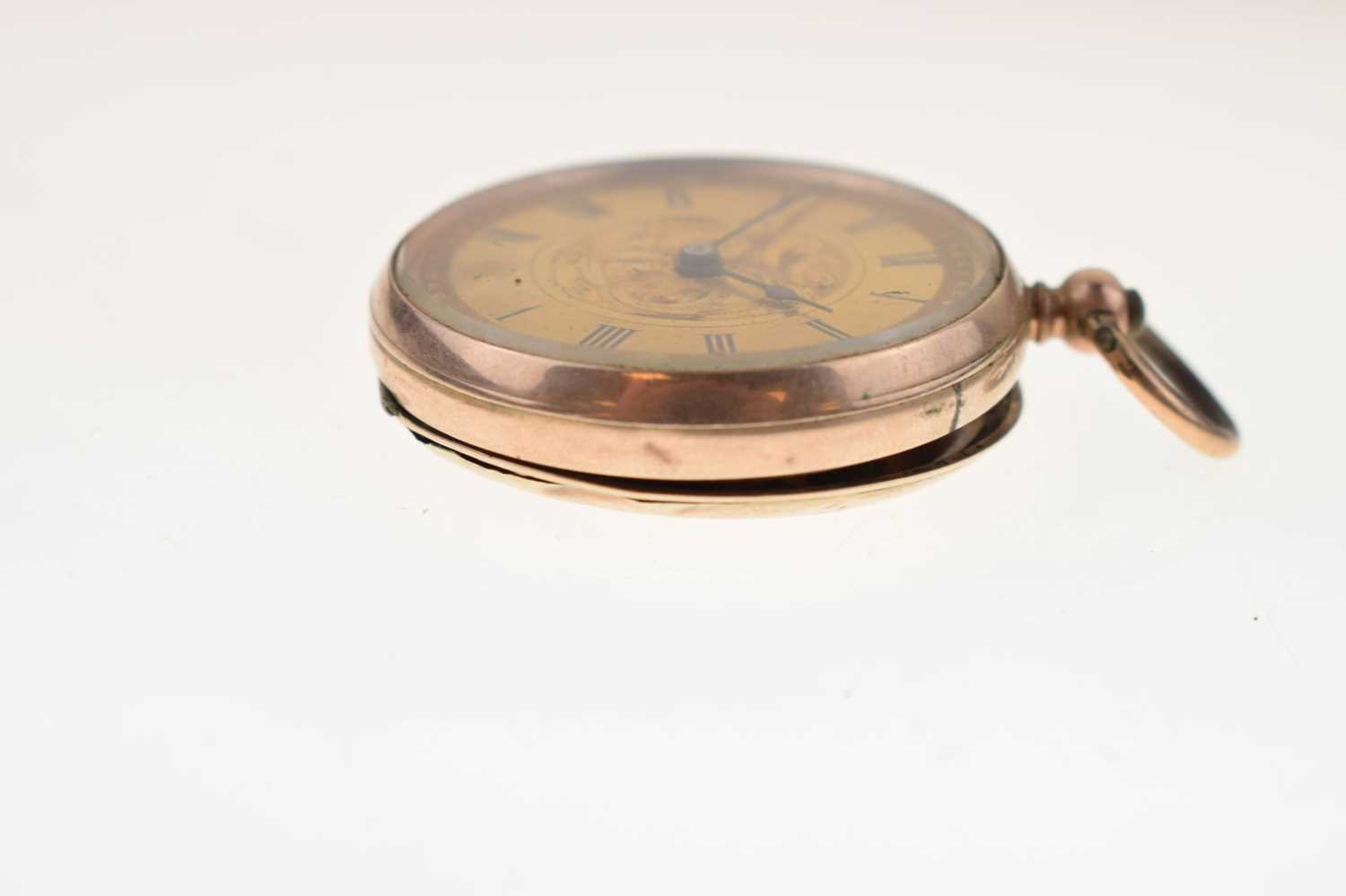Lady's yellow metal stamped '9c' cased open-face fob watch - Image 4 of 12