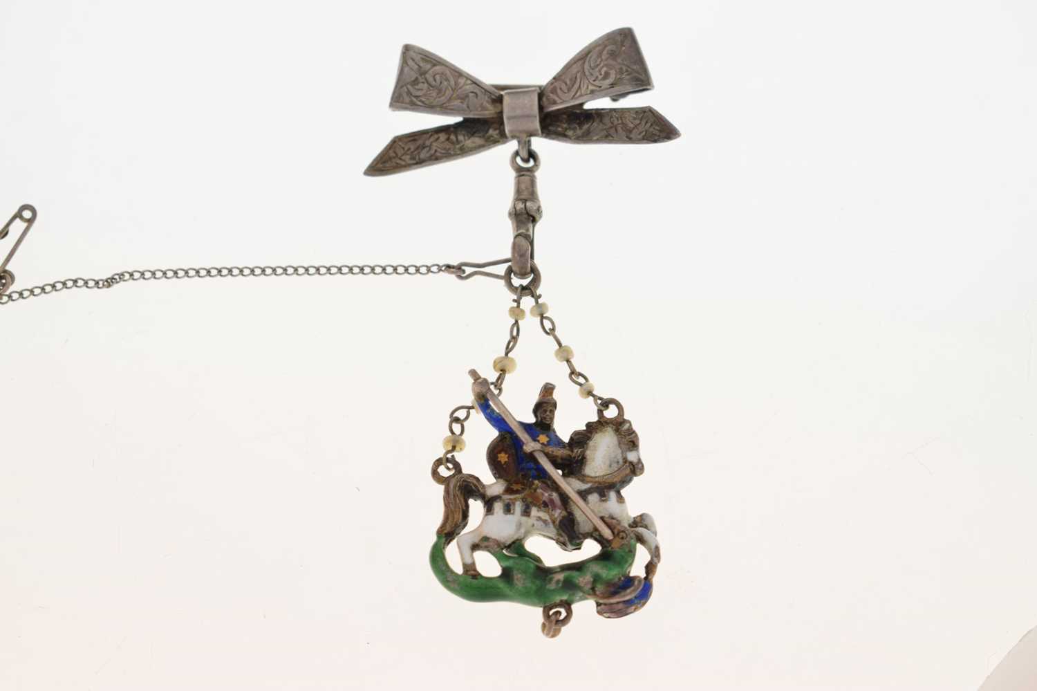 Late 19th century enamelled George & the Dragon pendant brooch - Image 8 of 8