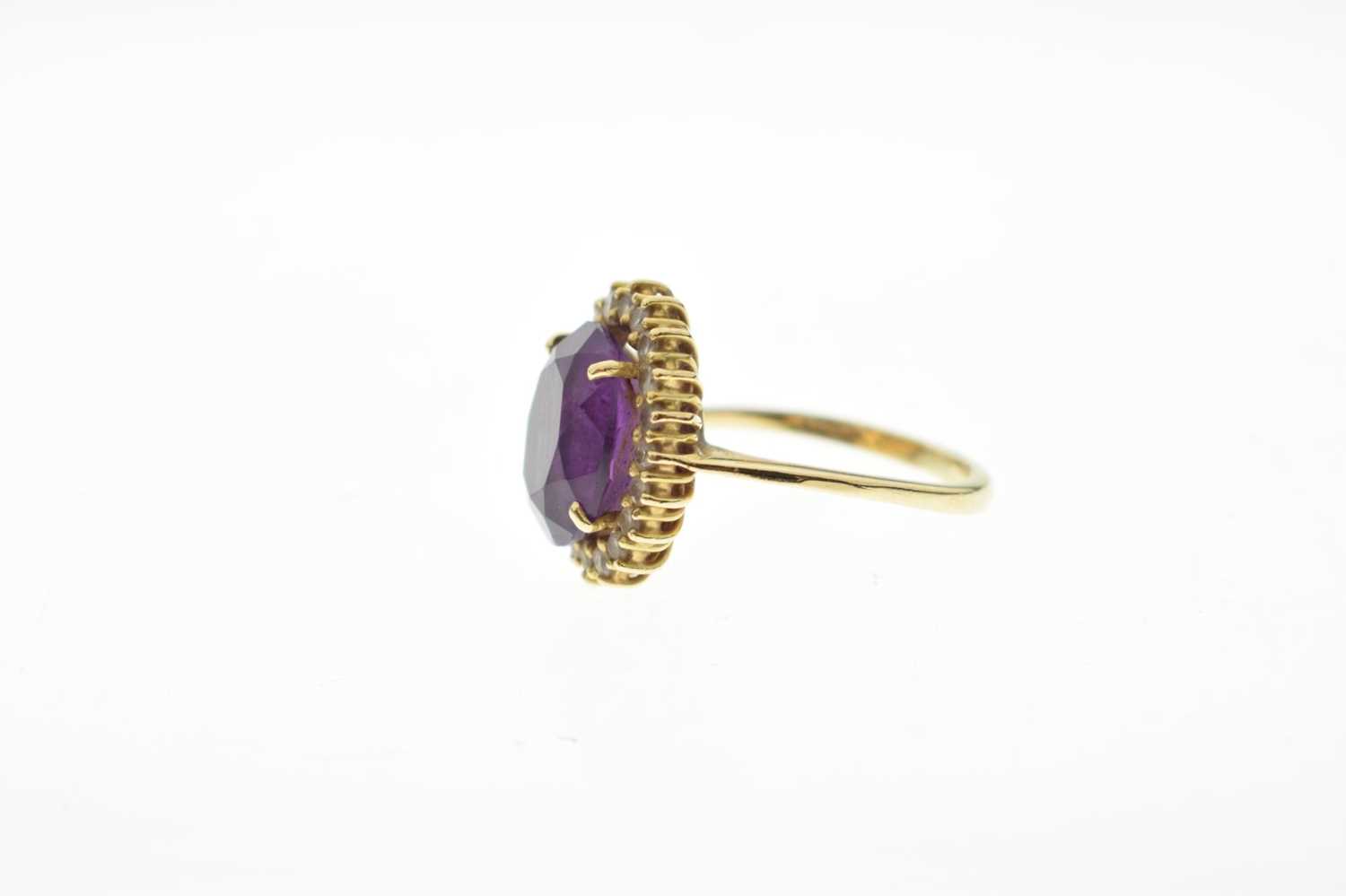 18ct gold, amethyst and diamond cluster ring - Image 2 of 6