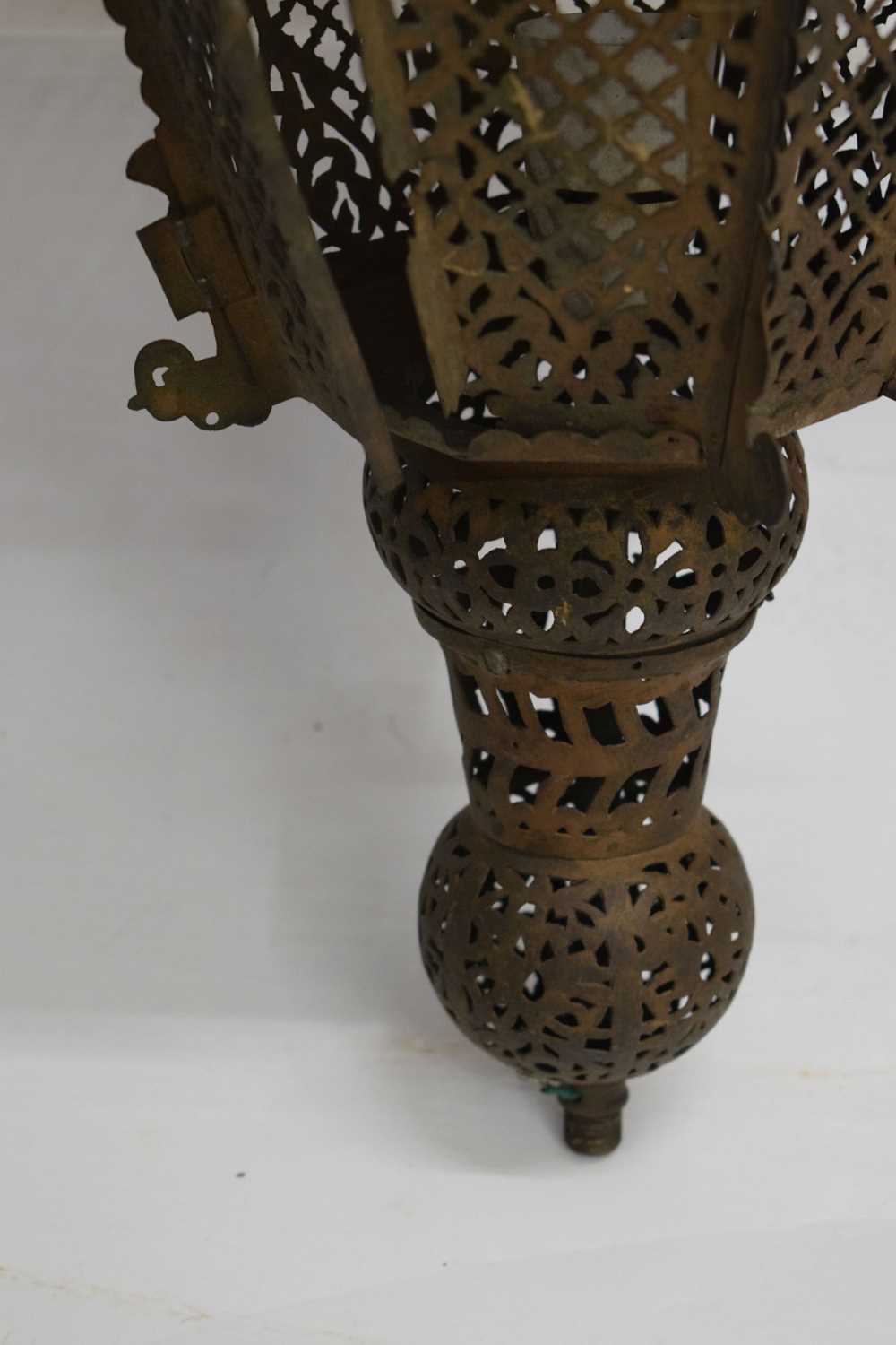 Two Islamic brass hanging lanterns - Image 6 of 8