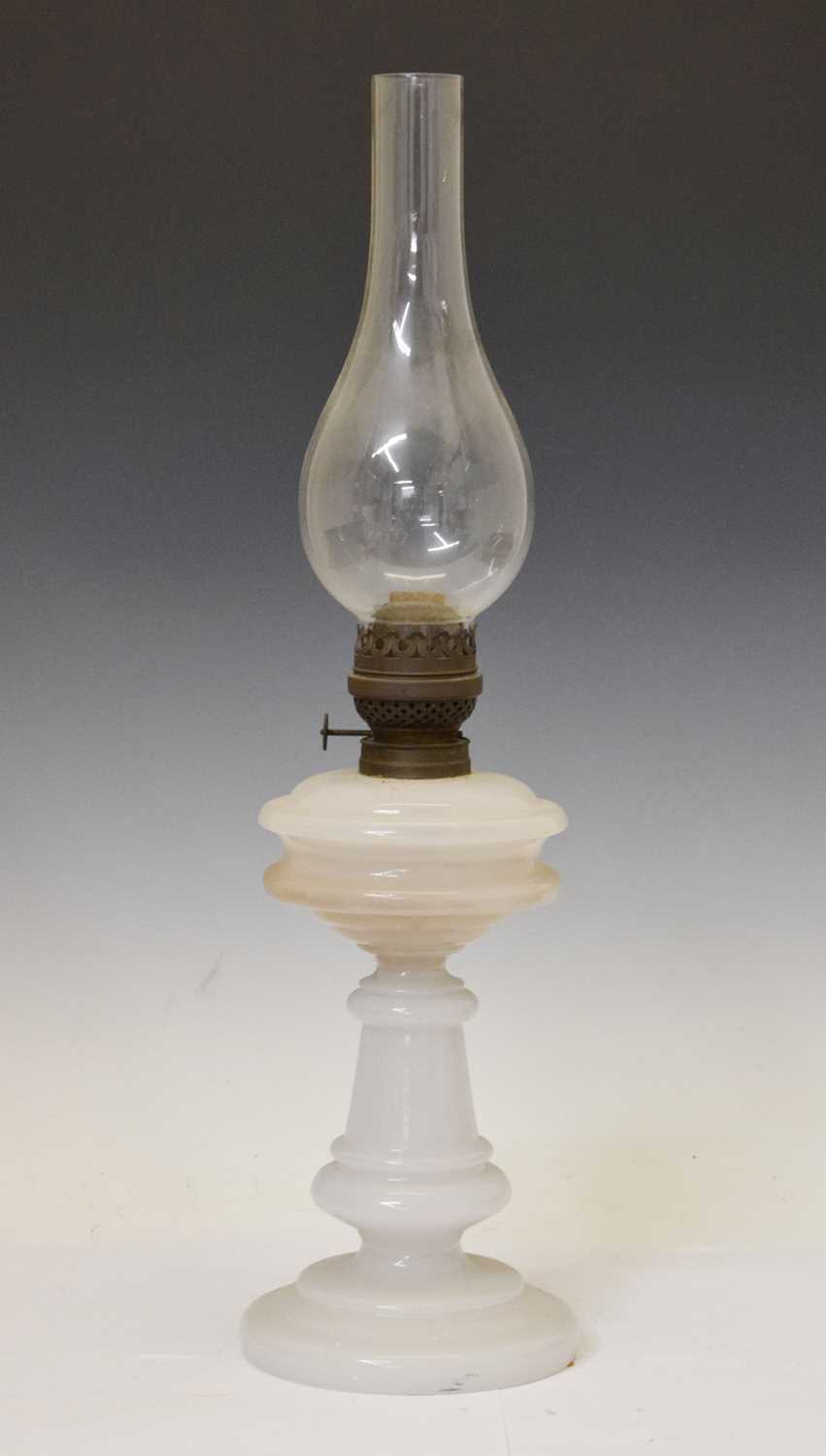 Late 19th/early 20th century opaque glass oil lamp