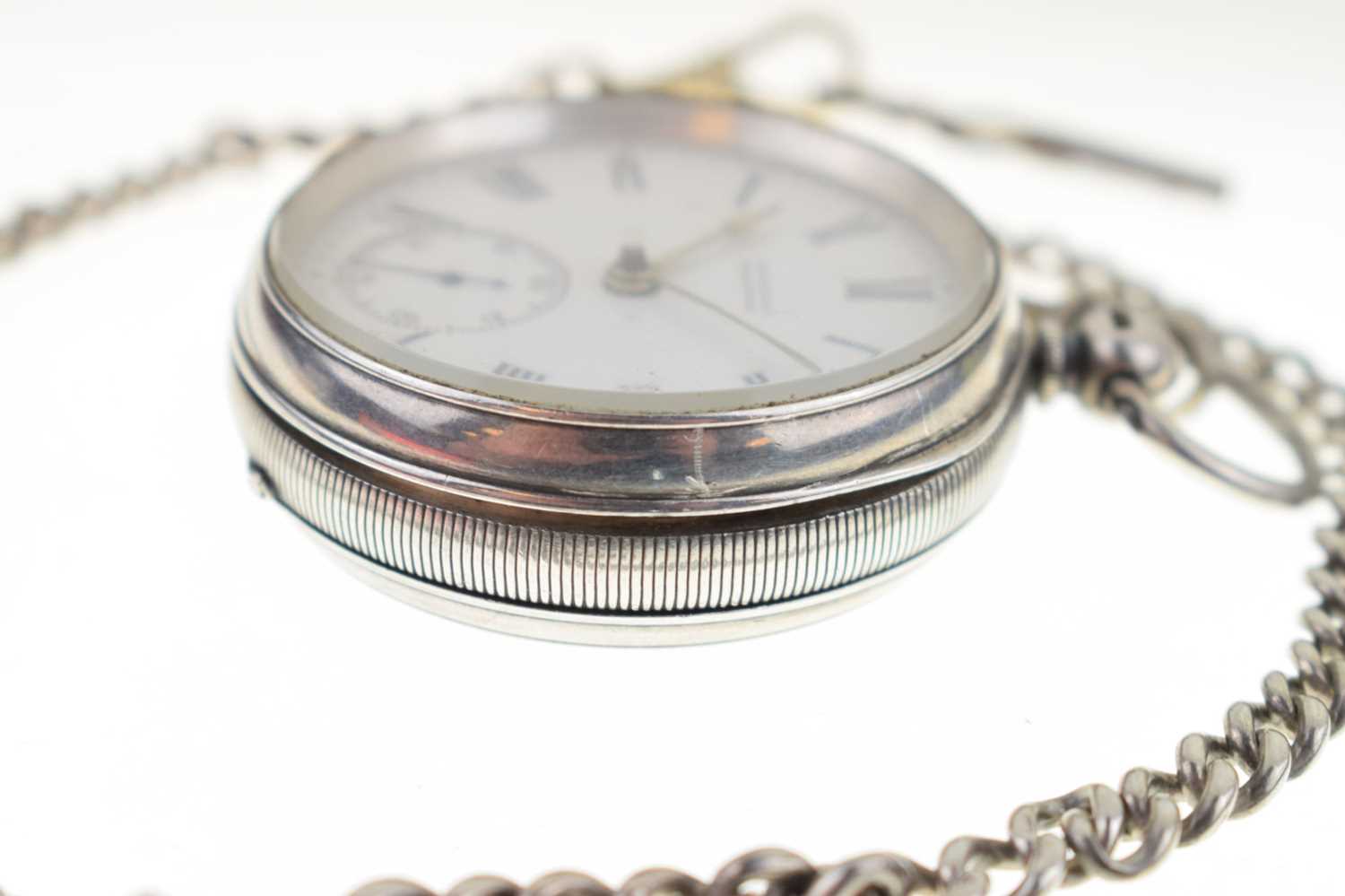 Late Victorian silver cased open face pocket watch - Image 4 of 10