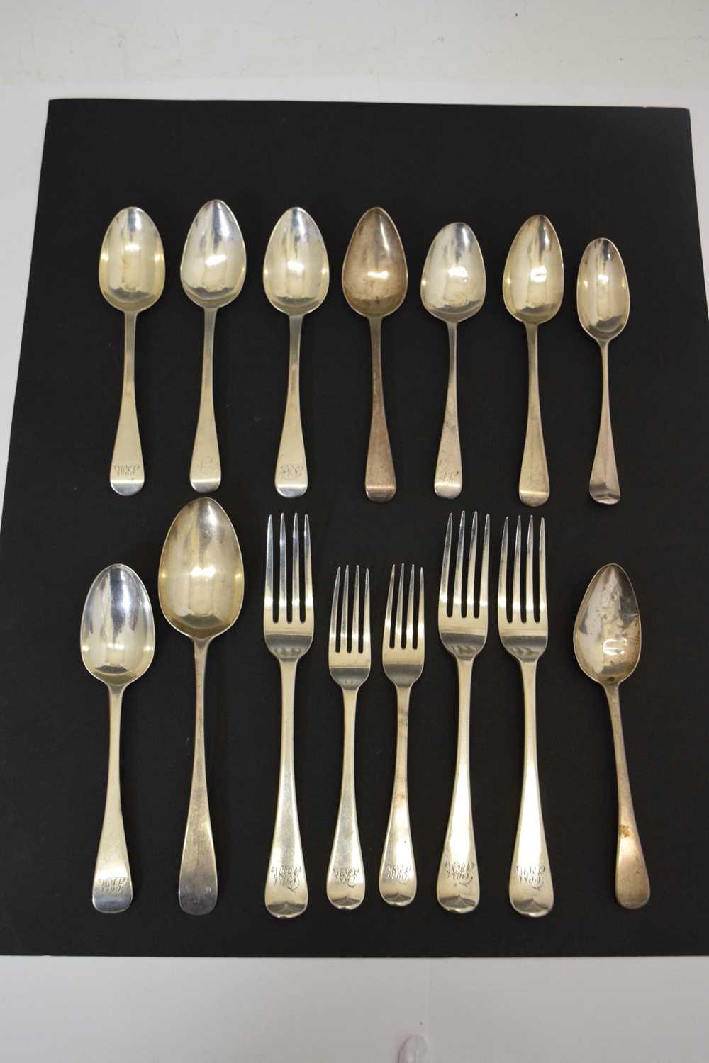 Quantity of Georgian and Victorian silver flatware - Image 2 of 14