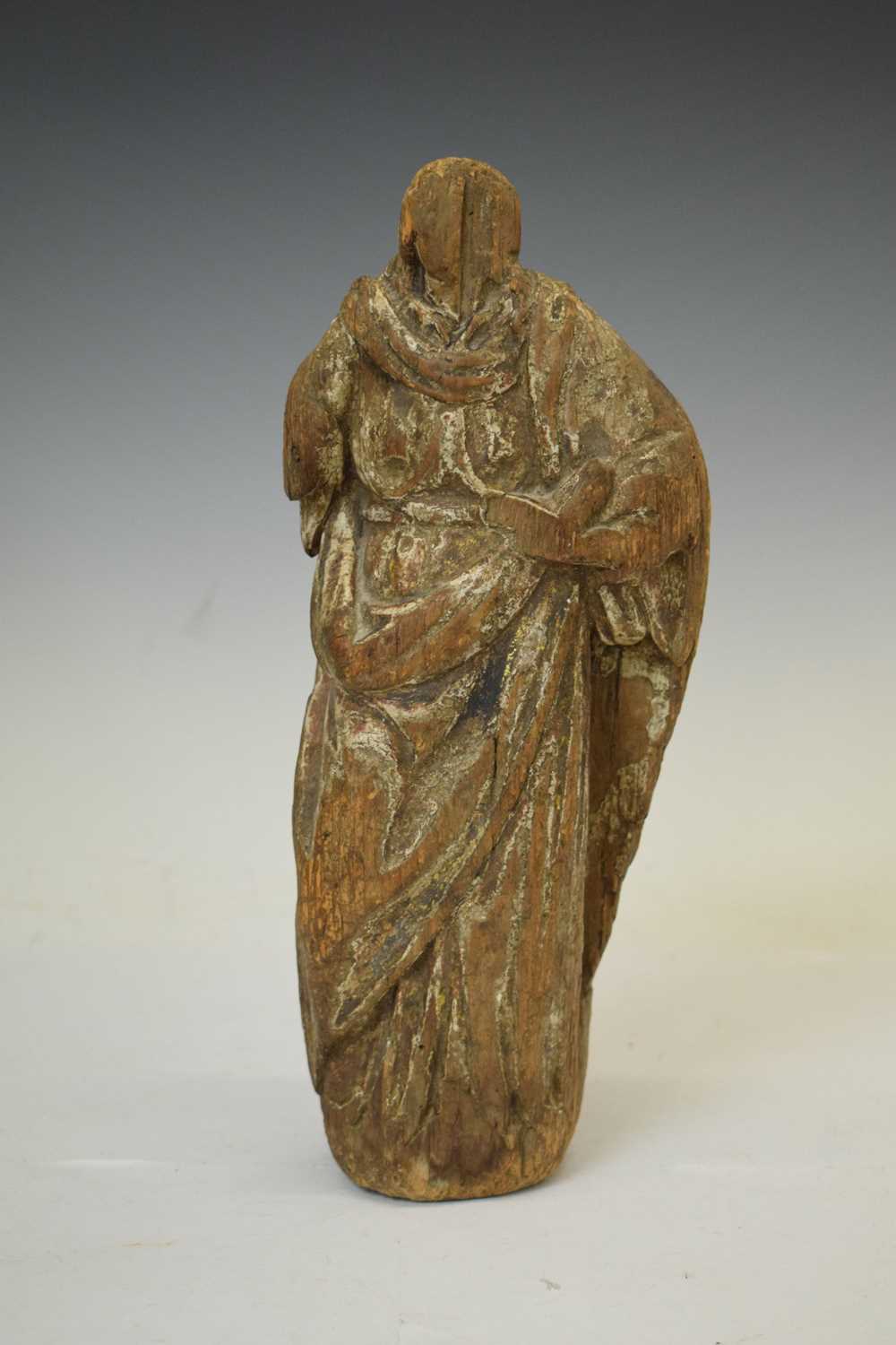 Weathered carving of a figure in robes, possible 16th/17th century - Image 2 of 8