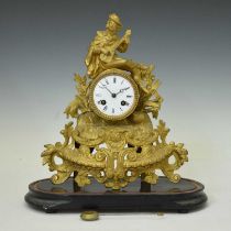 French gilt spelter mantel clock