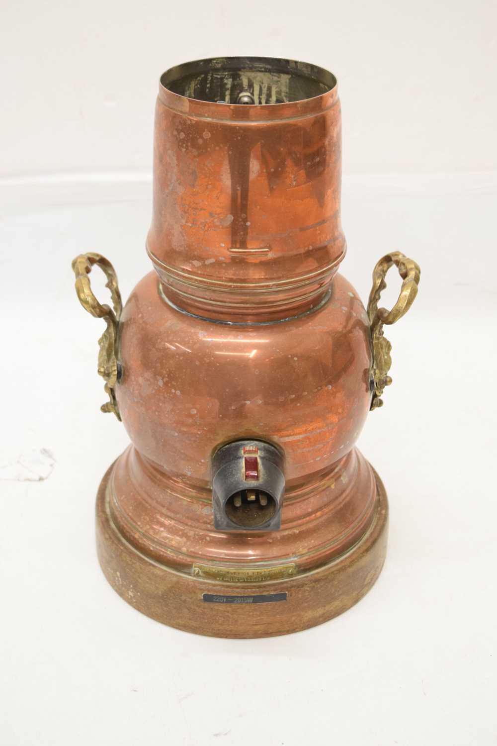 20th century copper 'Hot Irish Whiskey' warming kettle or samovar - Image 7 of 9