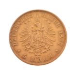 German five mark Deutsches Reich coin, 1877