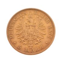 German five mark Deutsches Reich coin, 1877
