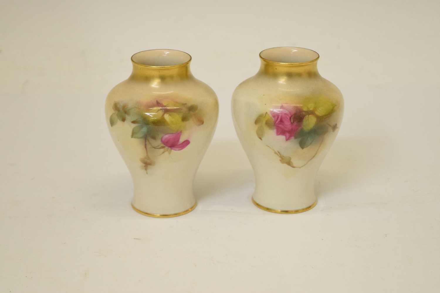 Pair of small Royal Worcester vases and a Royal Worcester 'Nun' candle snuffer - Image 6 of 8
