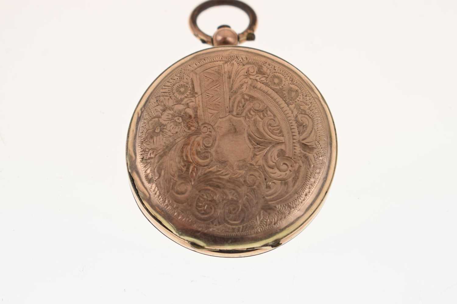 Lady's yellow metal stamped '9c' cased open-face fob watch - Image 8 of 12