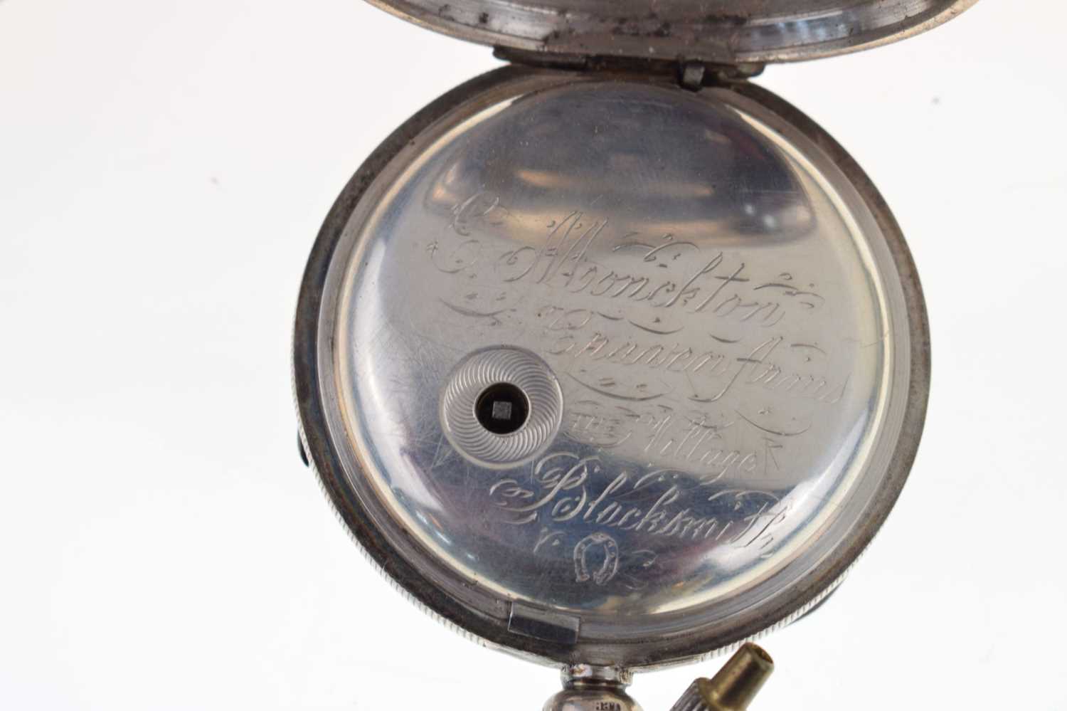 Late Victorian silver cased open-face pocket watch and an Edwardian cigarette case - Image 6 of 10