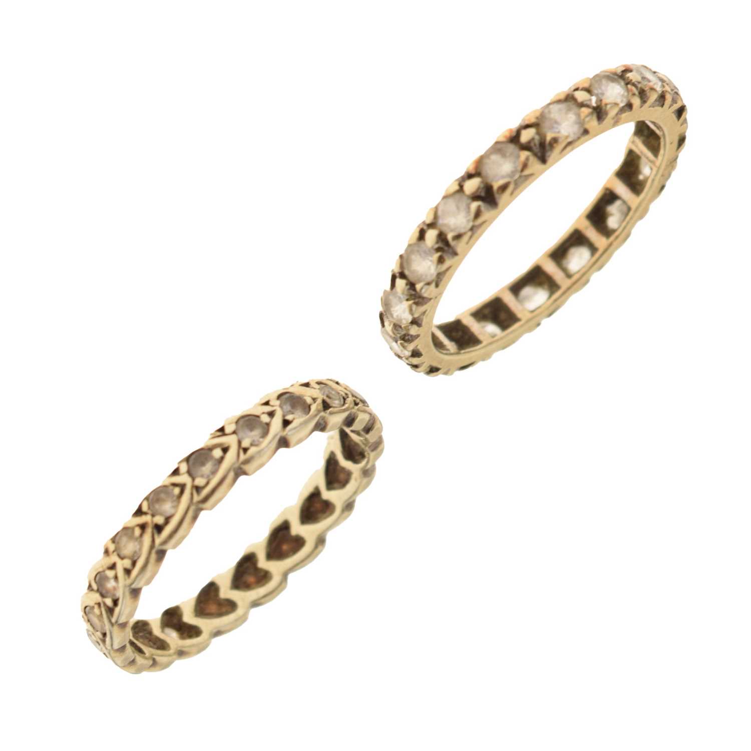Two 9ct white gold eternity rings
