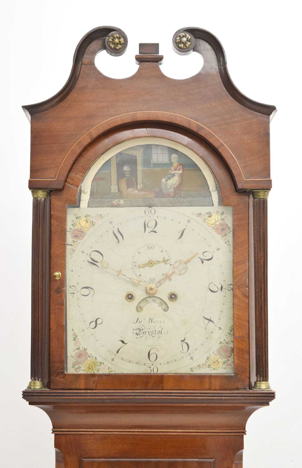 19th century mahogany inlaid longcase clock, John Warry, Bristol
