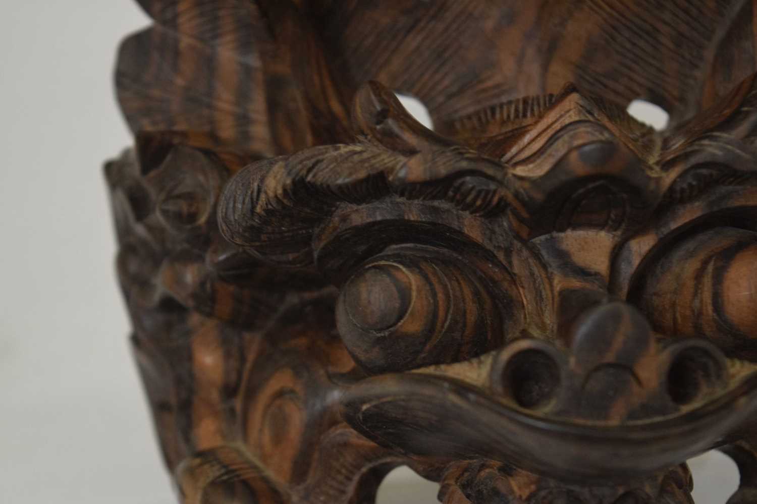 South East Asian carved wooden dragon mask - Image 4 of 7