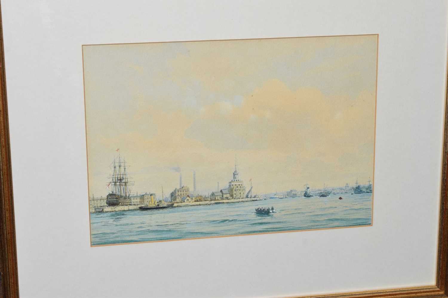 Fred T. Jane - Watercolour - 'HMS Hecate' and Kenneth Allington Yockney - Watercolour - 'View of Por - Image 2 of 12